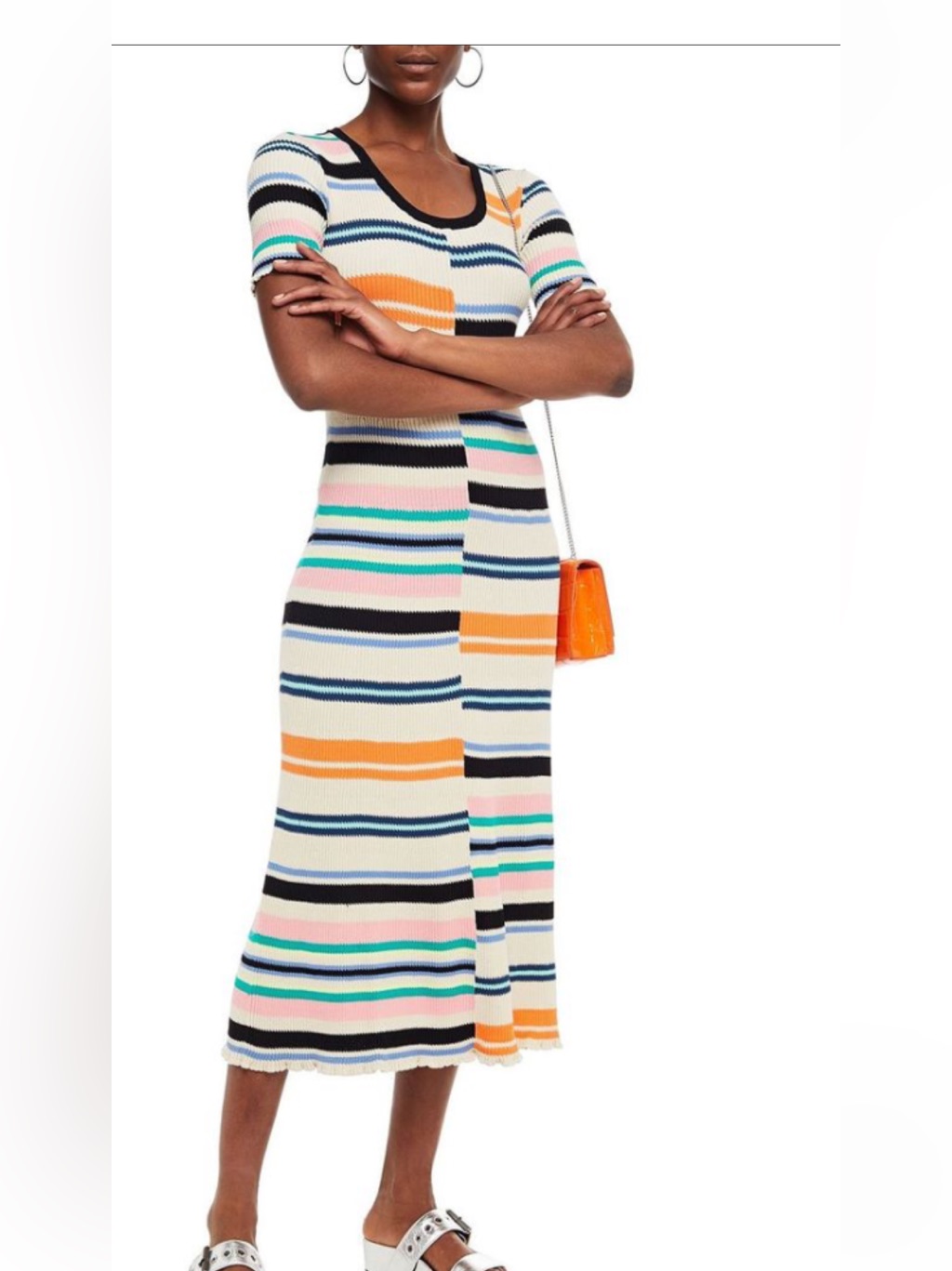 Kenzo Rib Knit Maxi With Multicolor Horizontal Stripes